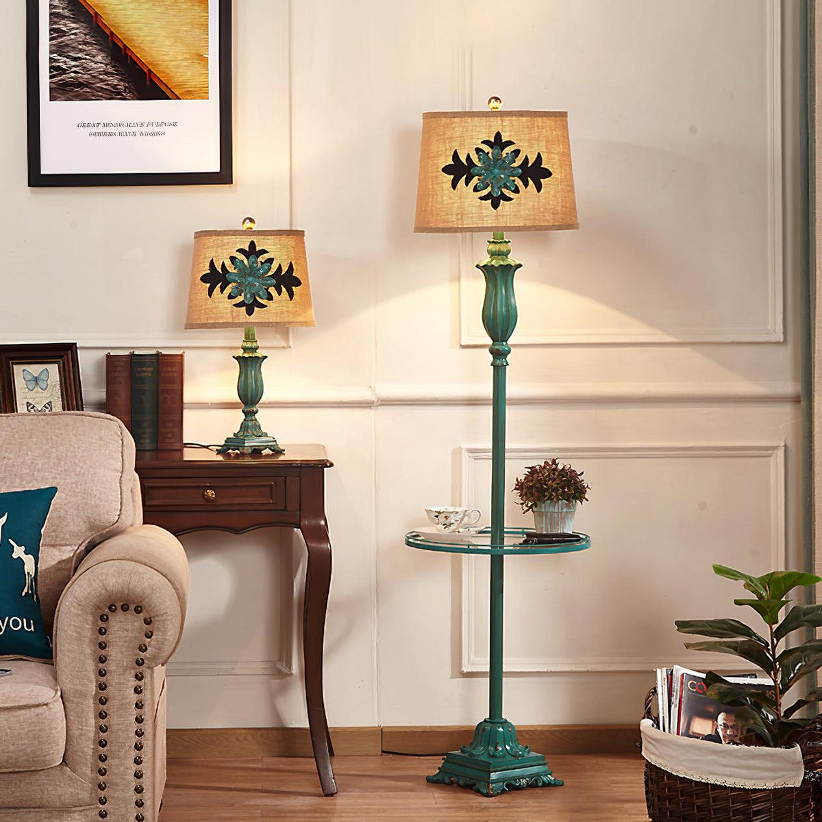 Lucirina vintagegolvlampa i resin