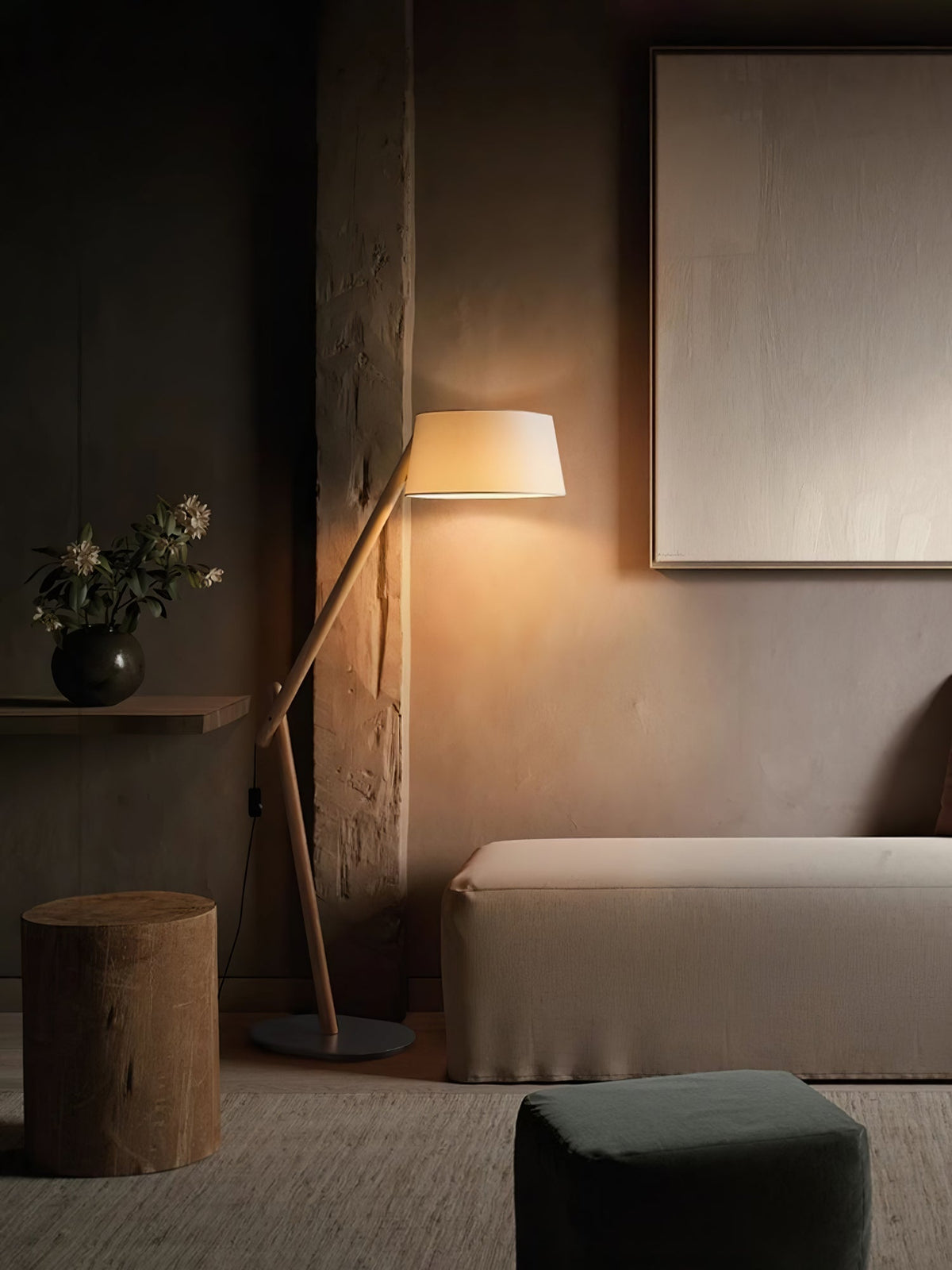 Cethar skandinavisk golvlampa i textil