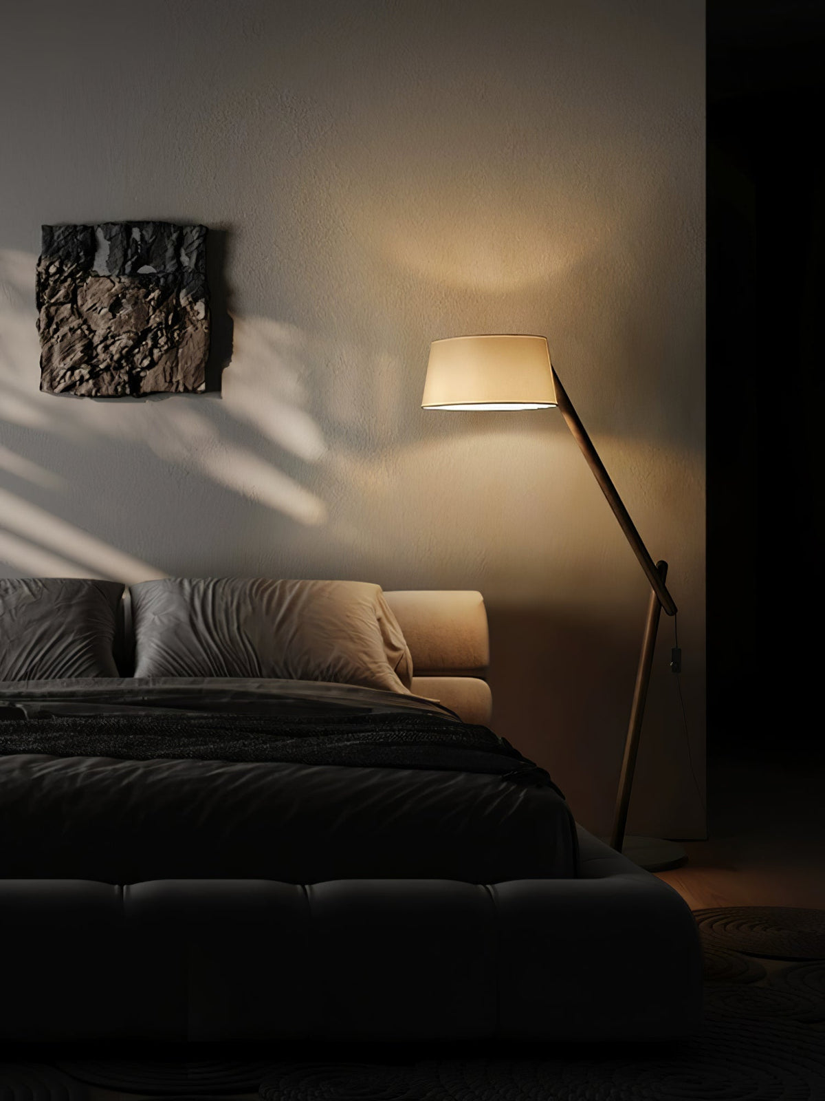 Cethar skandinavisk golvlampa i textil
