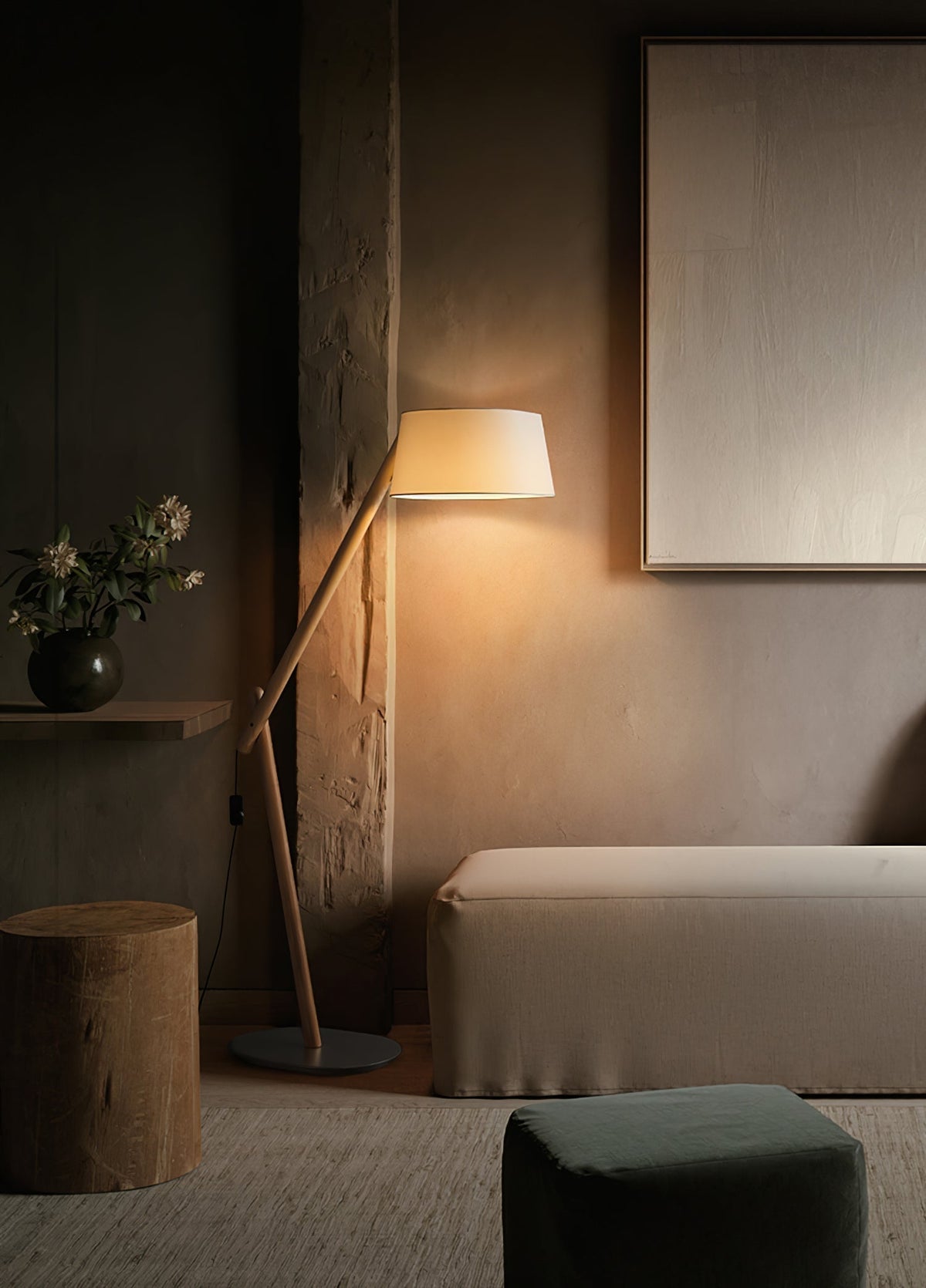 Cethar skandinavisk golvlampa i textil