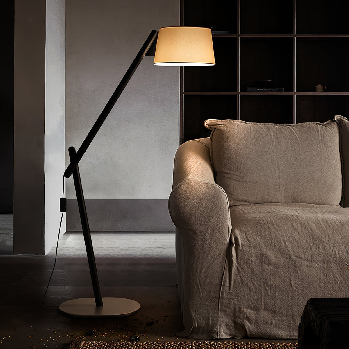 Cethar skandinavisk golvlampa i textil