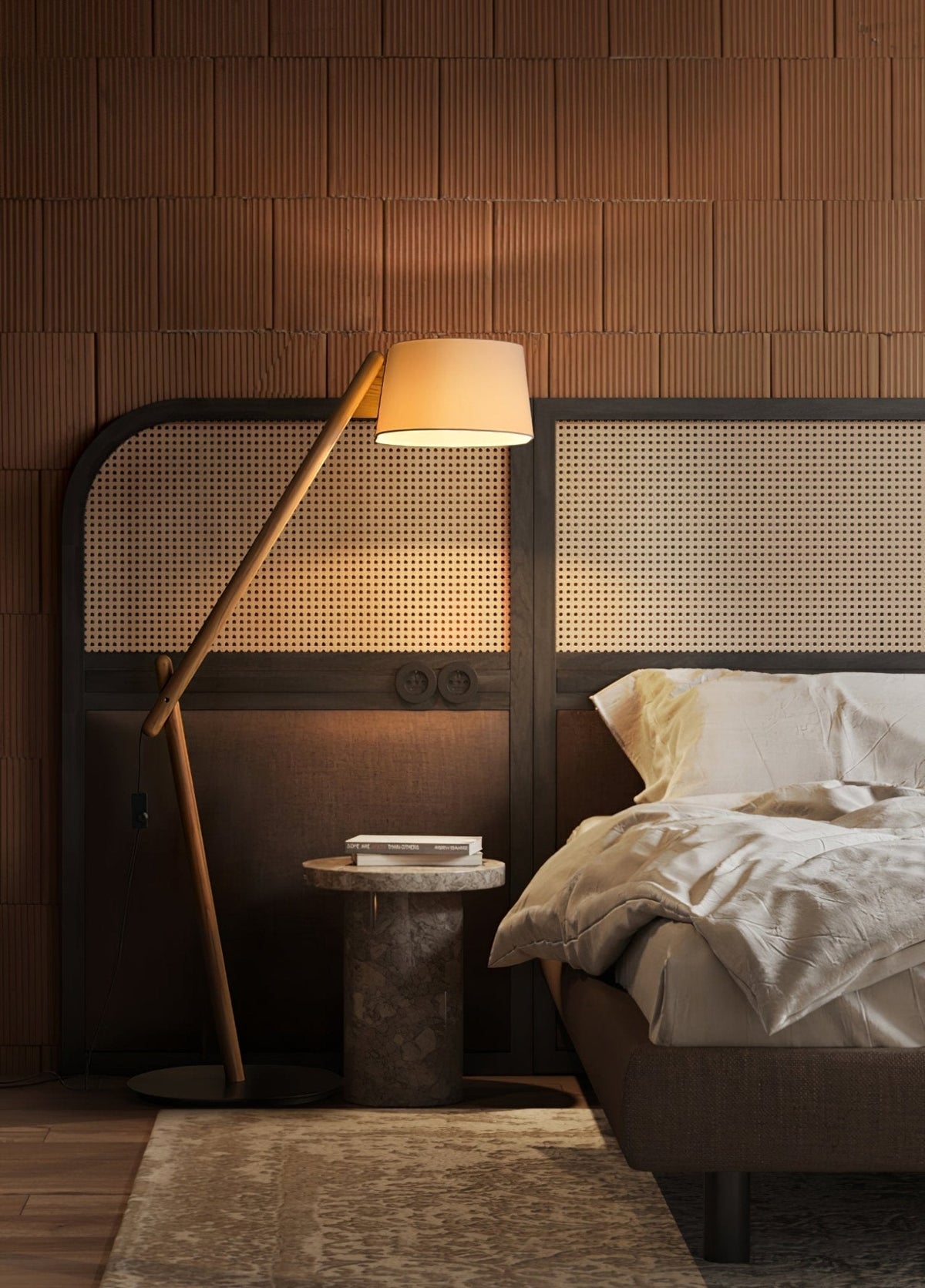 Cethar skandinavisk golvlampa i textil