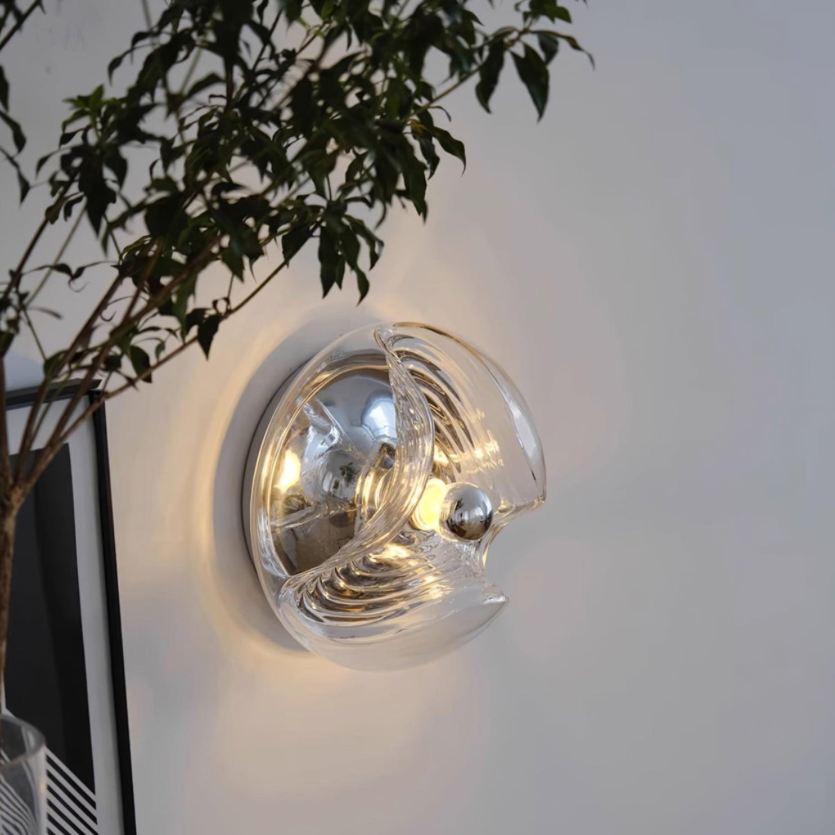 Candeeiro de parede com textura em espiral, vidro transparente, âmbar e cinzento fumado, moderno e decorativo