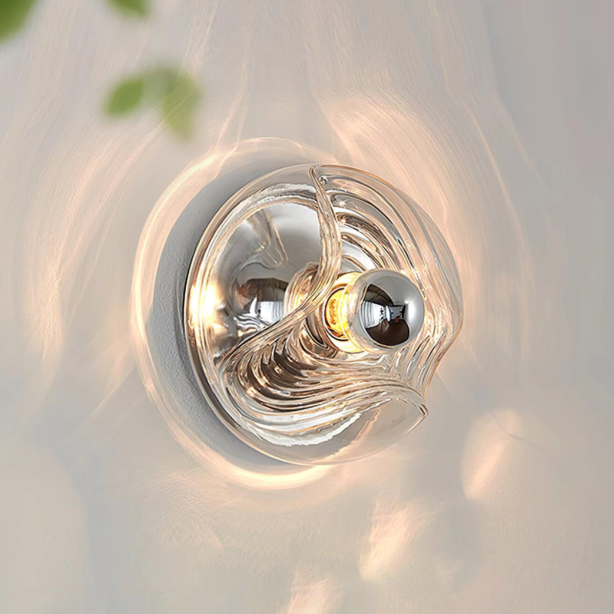 Candeeiro de parede com textura em espiral, vidro transparente, âmbar e cinzento fumado, moderno e decorativo