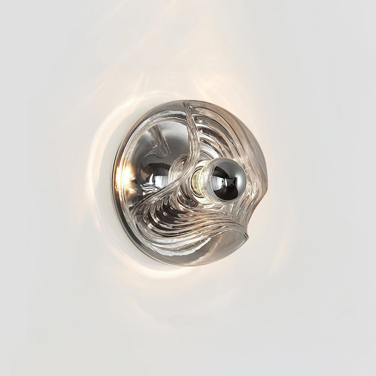 Candeeiro de parede com textura em espiral, vidro transparente, âmbar e cinzento fumado, moderno e decorativo