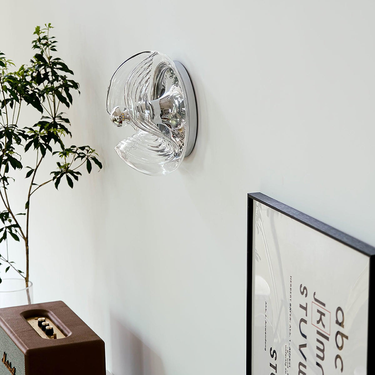 Candeeiro de parede com textura em espiral, vidro transparente, âmbar e cinzento fumado, moderno e decorativo