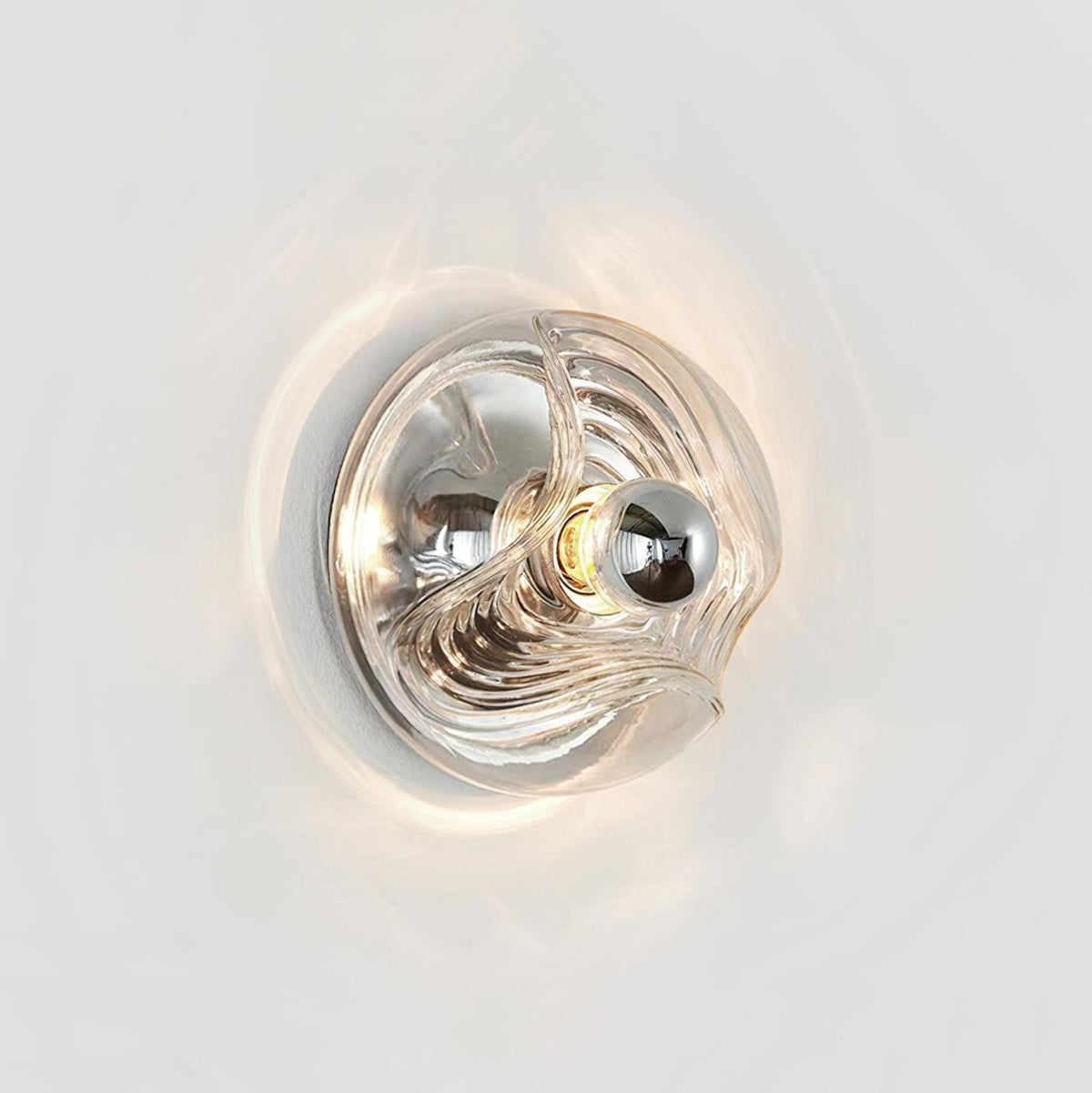 Candeeiro de parede com textura em espiral, vidro transparente, âmbar e cinzento fumado, moderno e decorativo