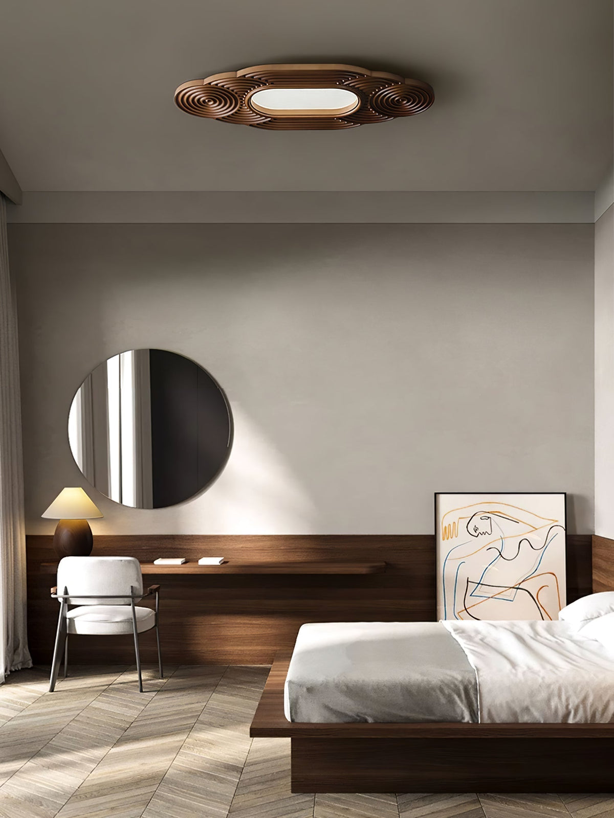Udorionis eksklusiv nordisk kunstnerisk loftslampe i træ