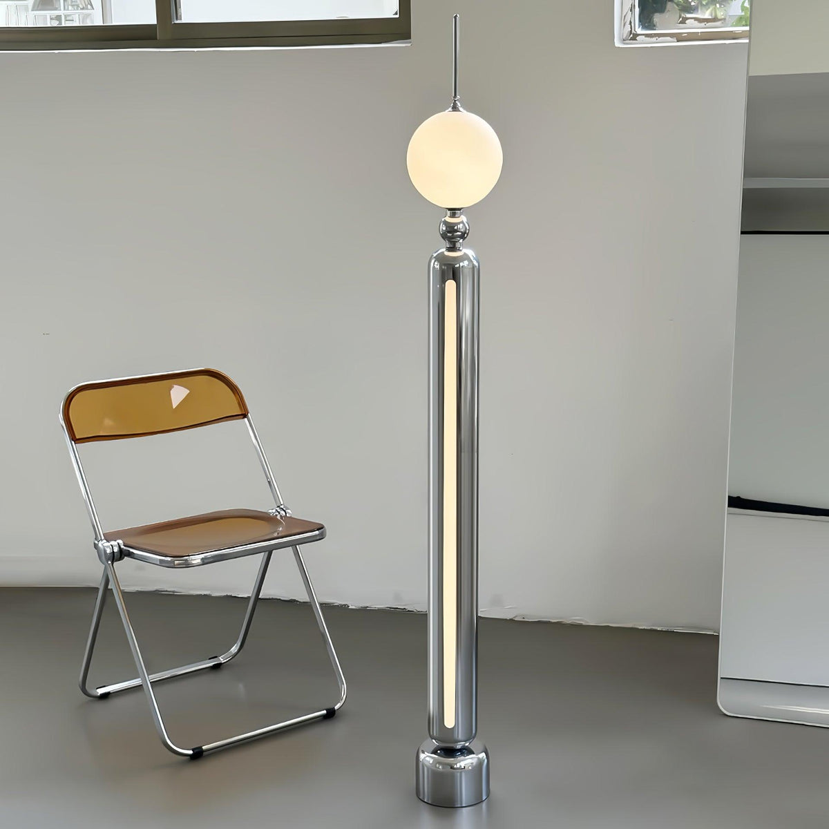 Ardinielle futuristinen ruostumattomasta teräksestä valmistettu lattiavalaisin