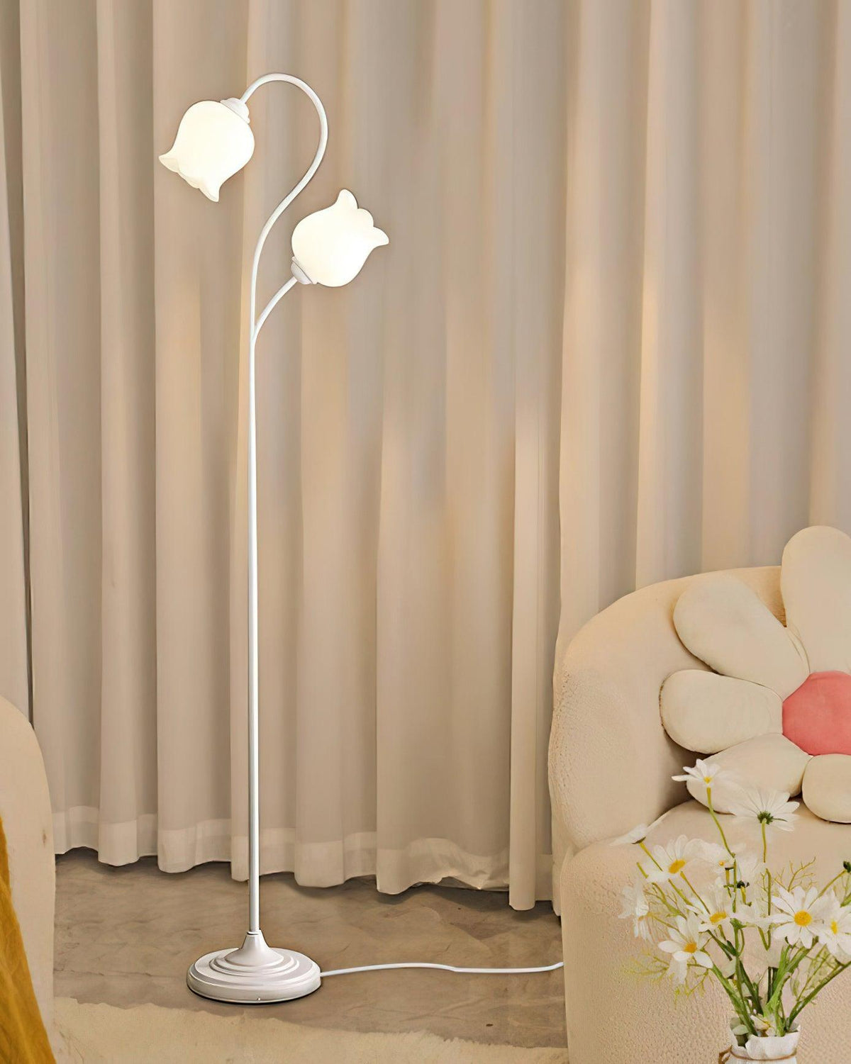 Zevelil blomstret gulvlampe