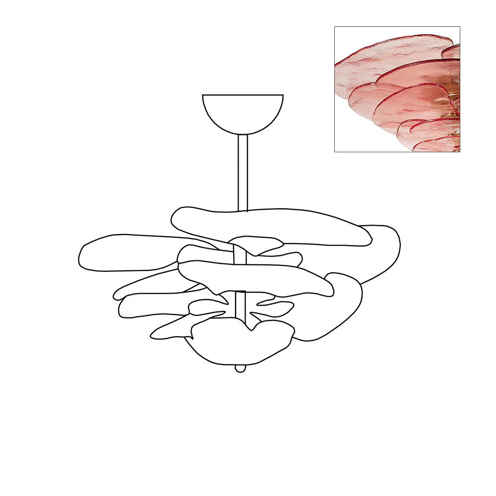 Lotus Chandelier Glass Contemporary Leaf Layered