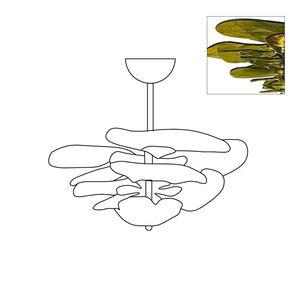 Lotus Chandelier Glass Contemporary Leaf Layered