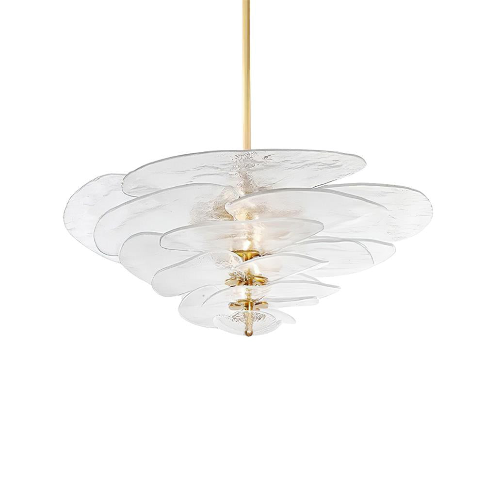 Lotus Chandelier Glass Contemporary Leaf Layered