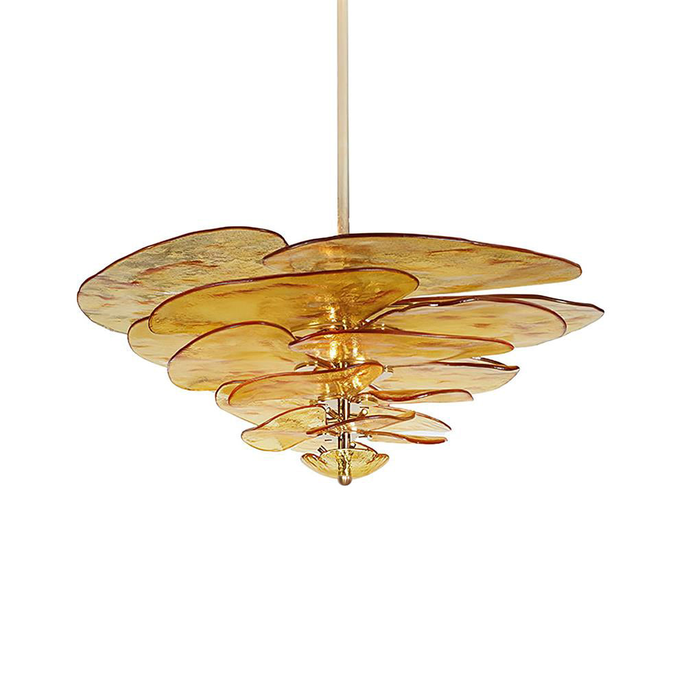 Lotus Chandelier Glass Contemporary Leaf Layered