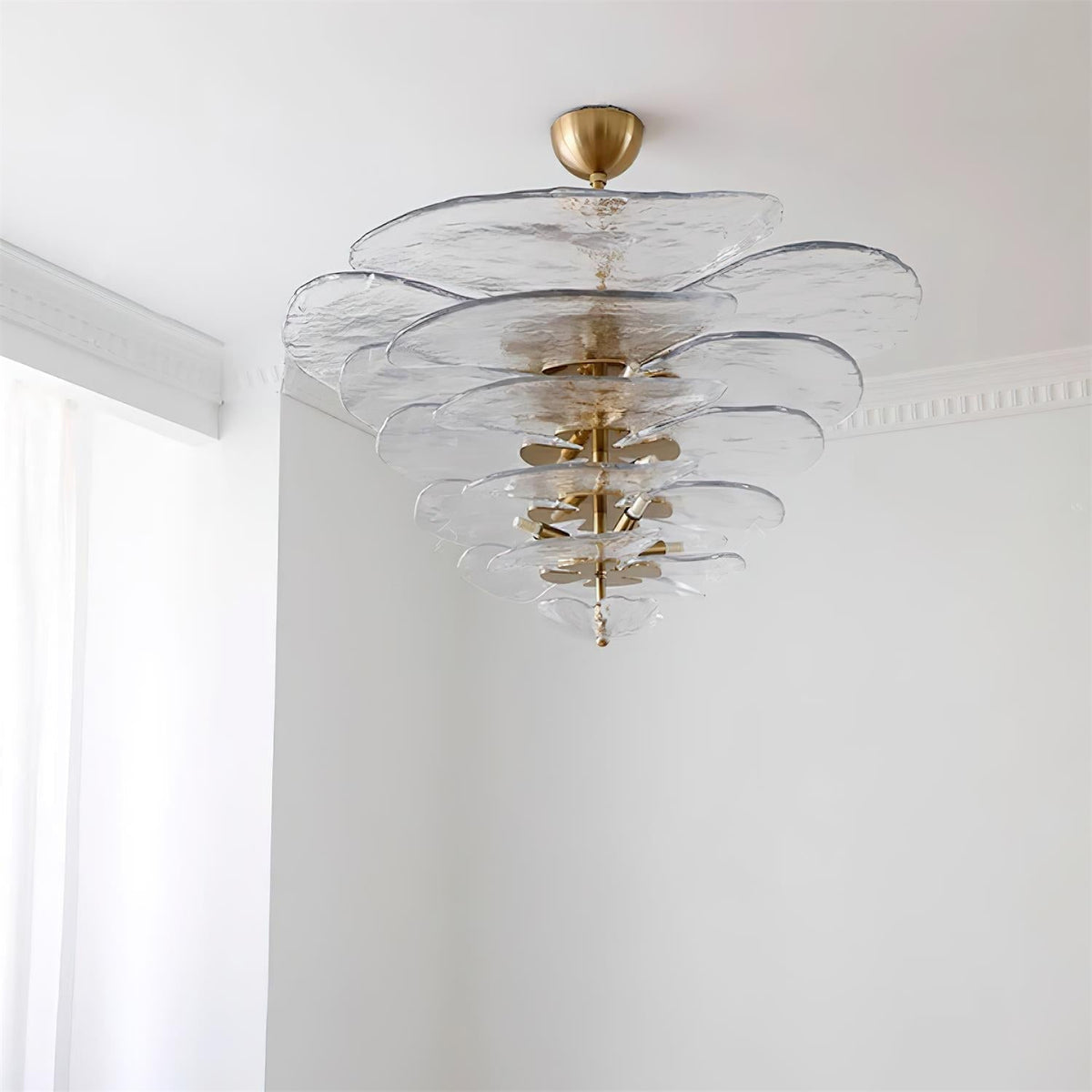 Lotus Chandelier Glass Contemporary Leaf Layered