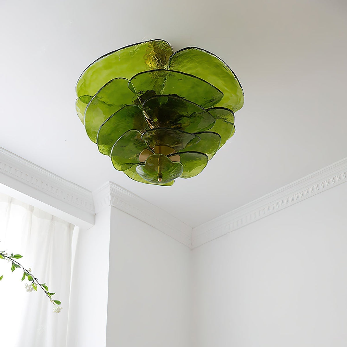 Lotus Chandelier Glass Contemporary Leaf Layered