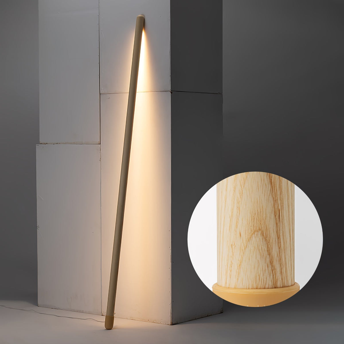 Echo modern linjär golvlampa i trä