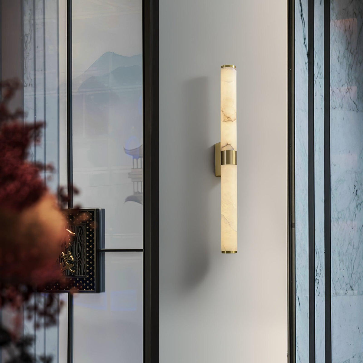 Olmirira minimalistisk vägglampa i alabaster