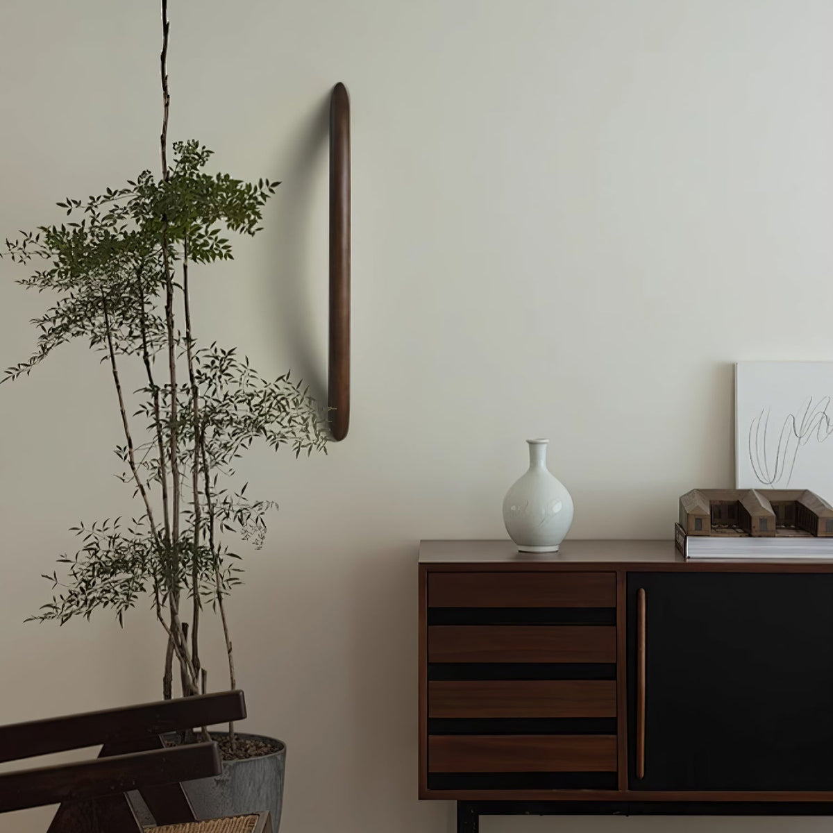 Evvinos modern minimalistisk linjär vägglampa i trä