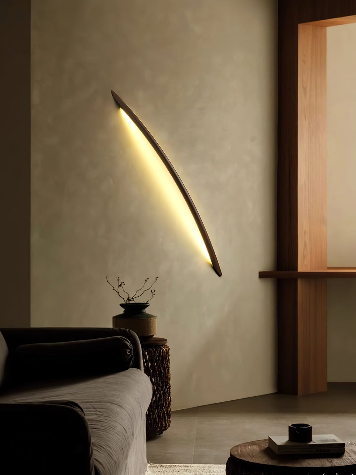 Evvinos modern minimalistisk linjär vägglampa i trä