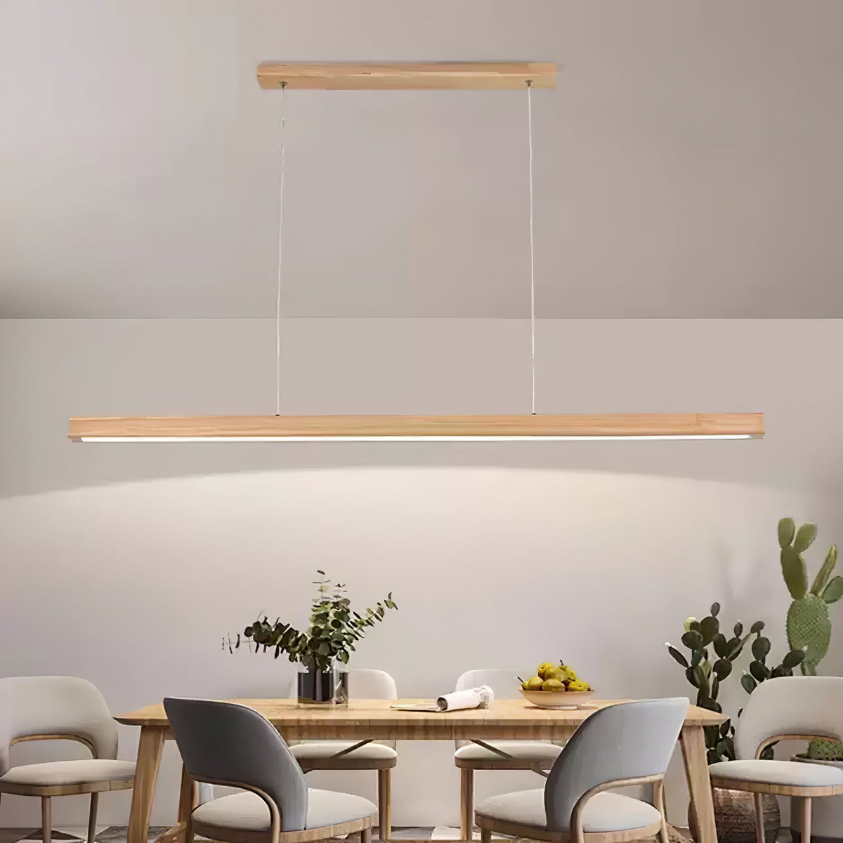 Rinalina lineær minimalistisk pendellampe i træ