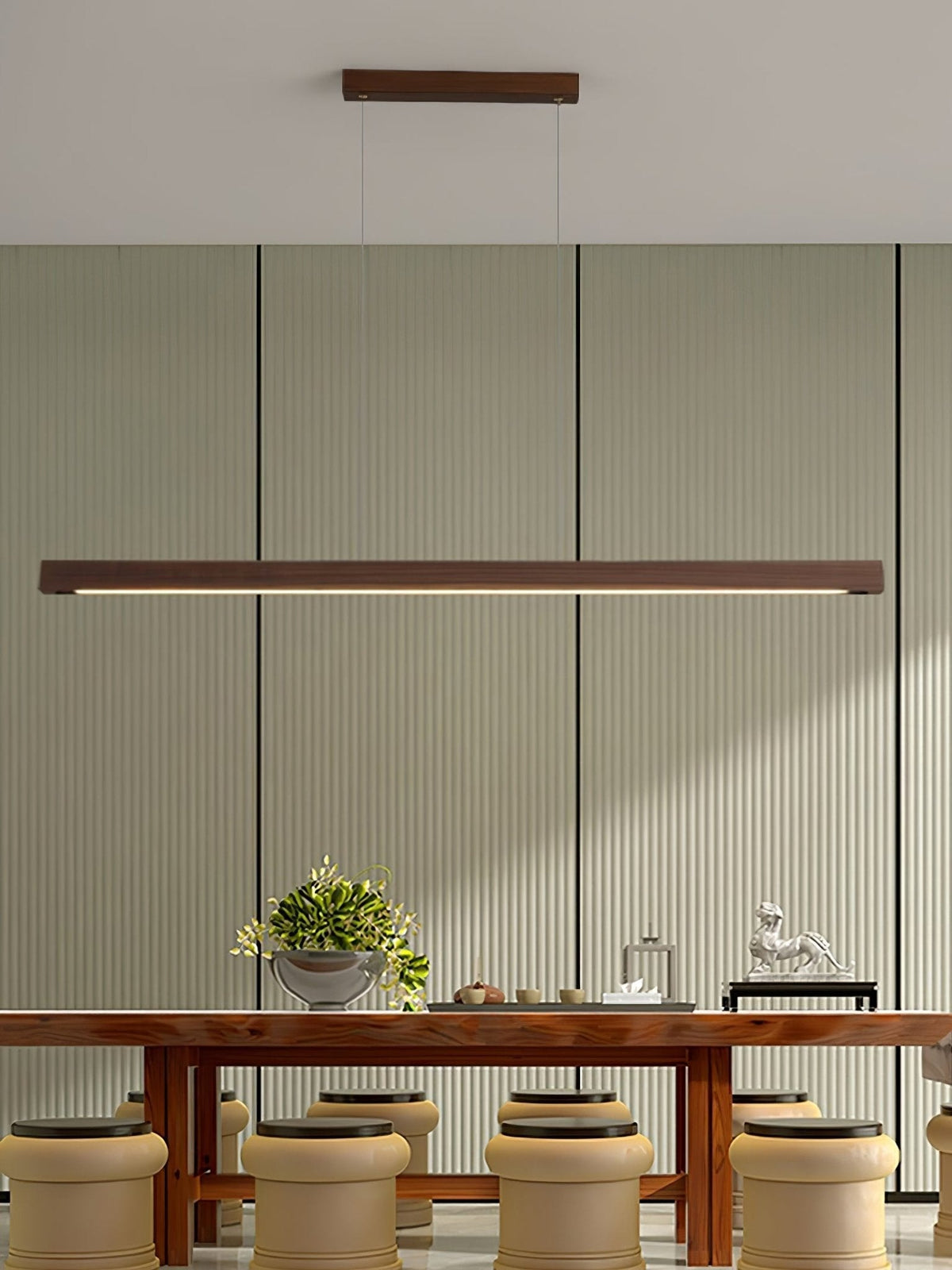 Rinalina lineær minimalistisk pendellampe i træ