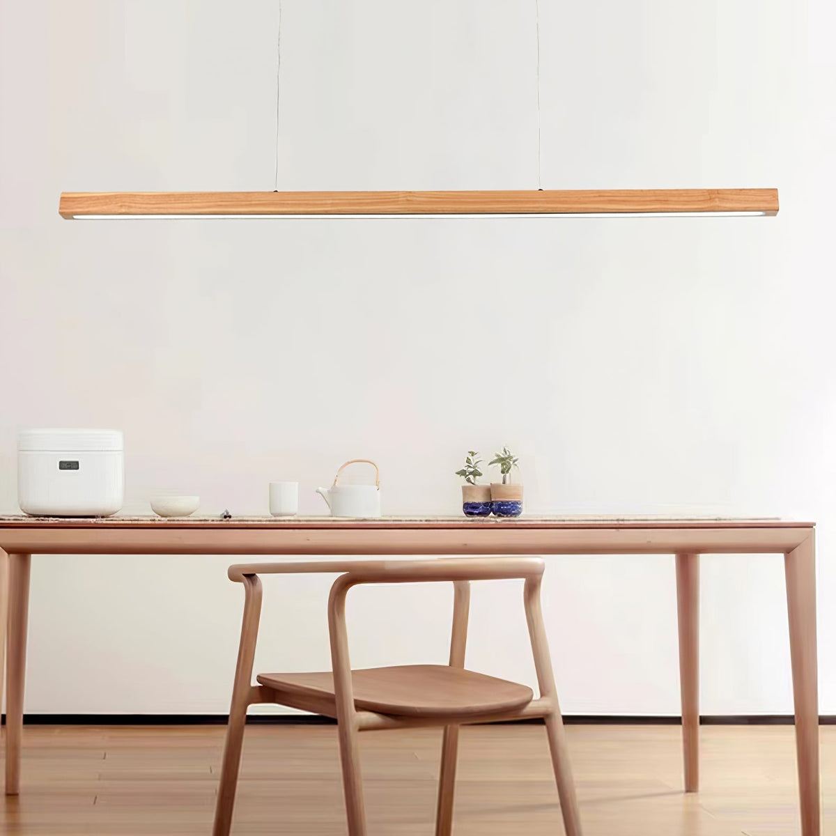 Rinalina lineær minimalistisk pendellampe i træ