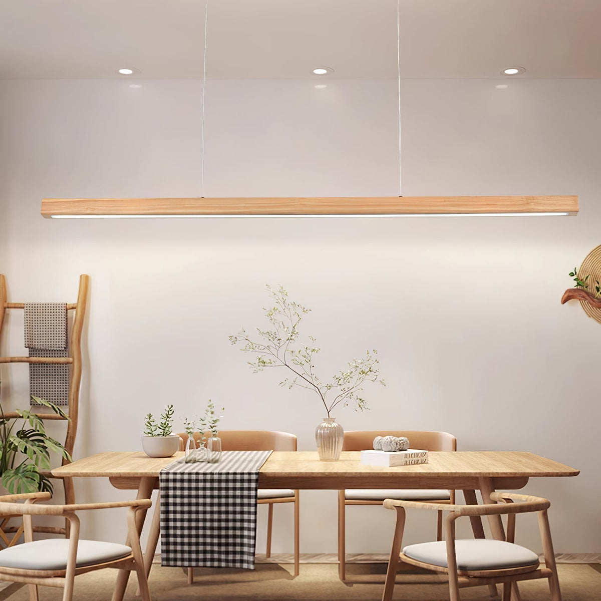 Rinalina lineær minimalistisk pendellampe i træ