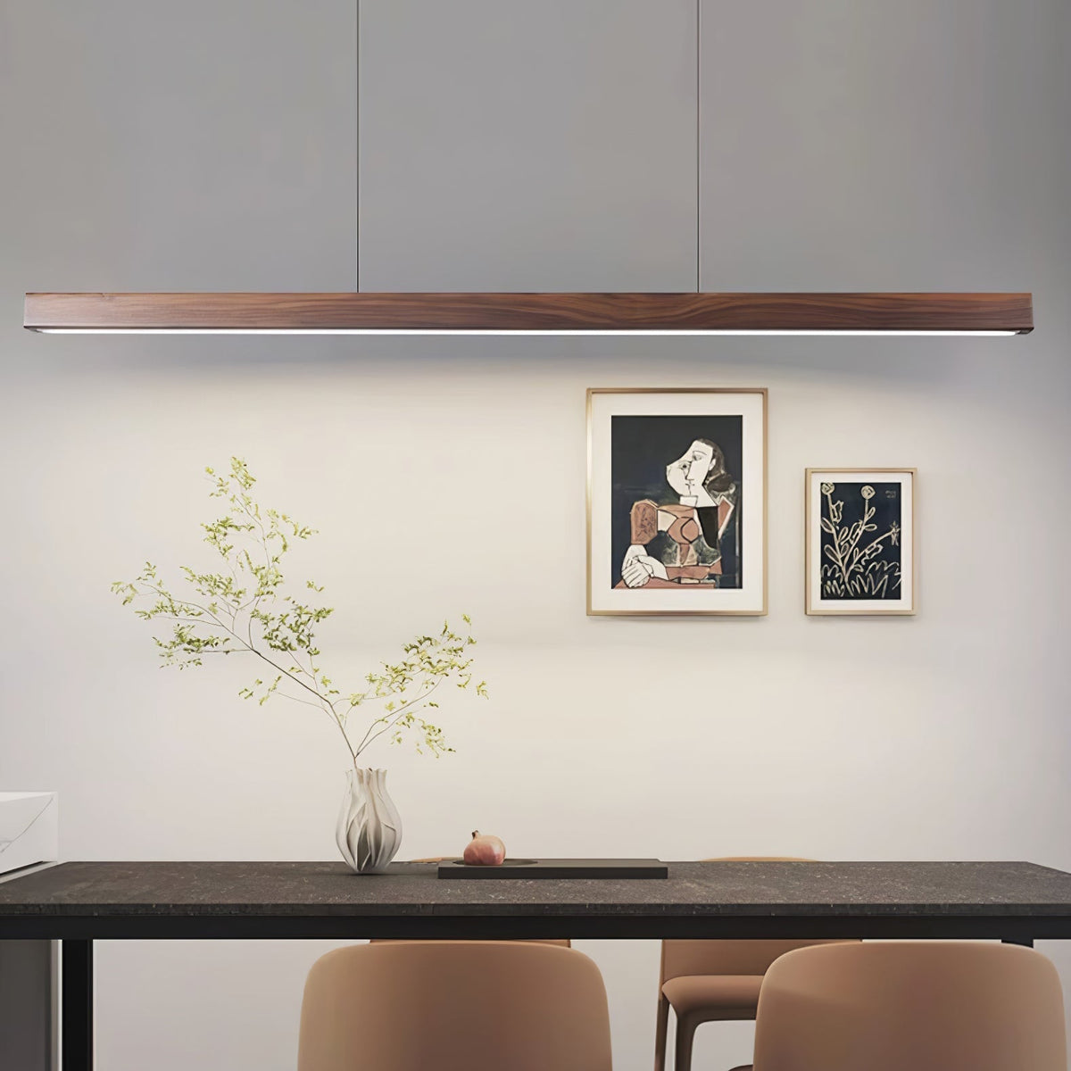 Rinalina lineær minimalistisk pendellampe i træ