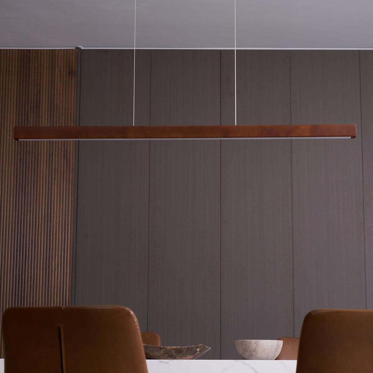 Rinalina lineær minimalistisk pendellampe i træ