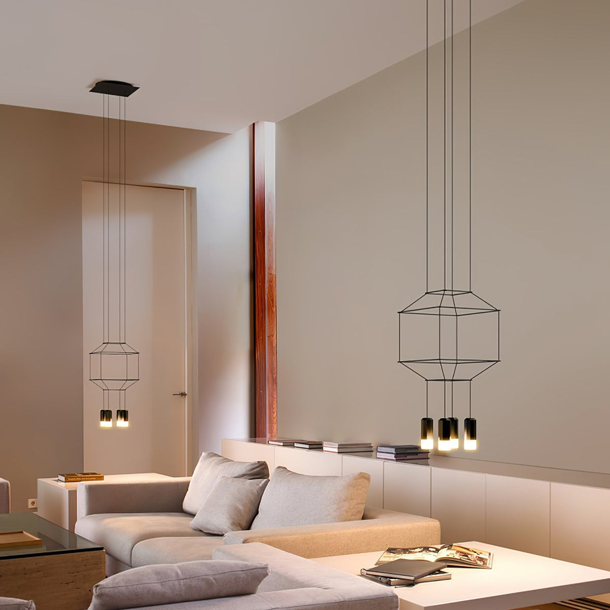 Elaalora geometrinen musta LED-riippuvalaisin metallilangasta