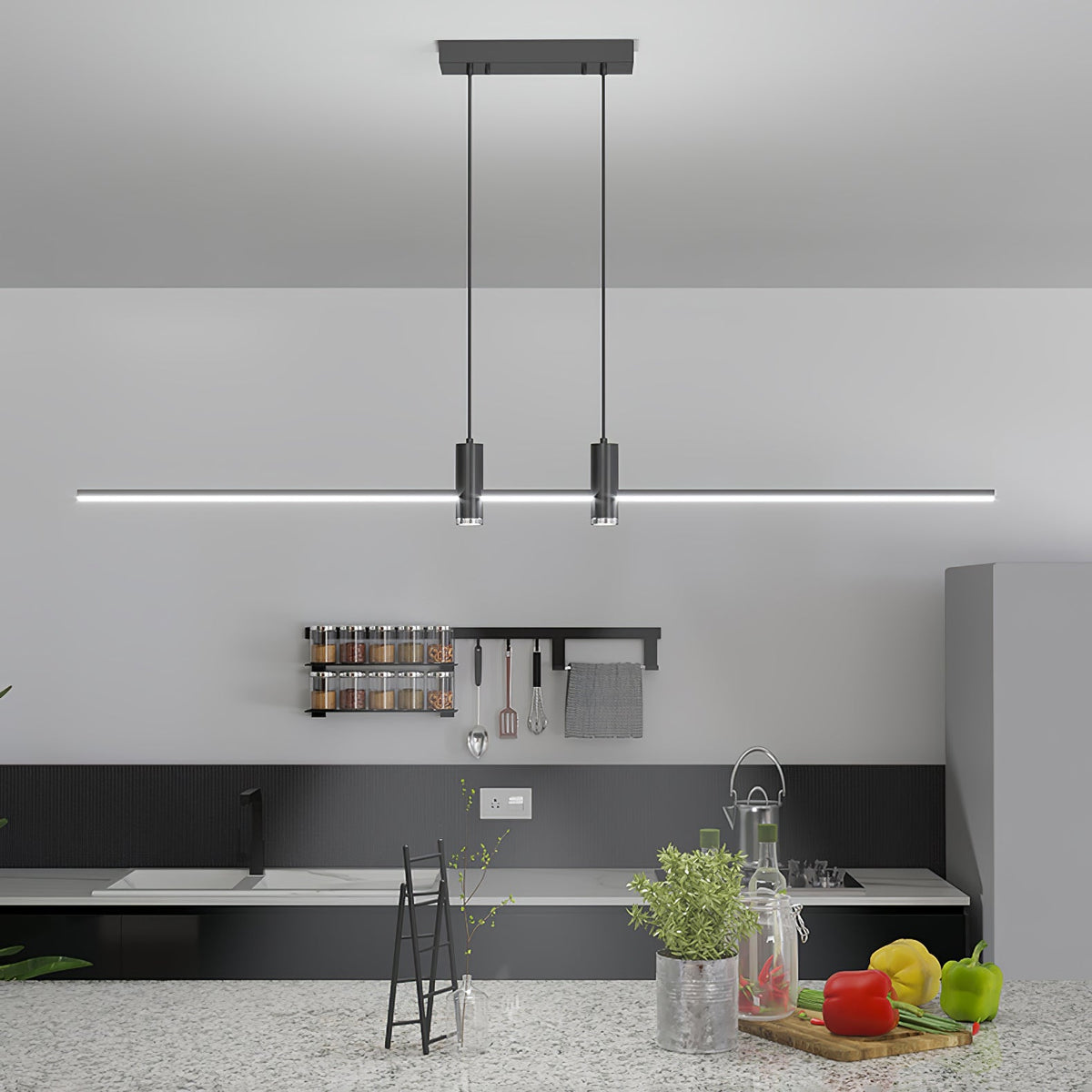 Candeeiro suspenso Auroaine dourado e minimalista para sala de jantar
