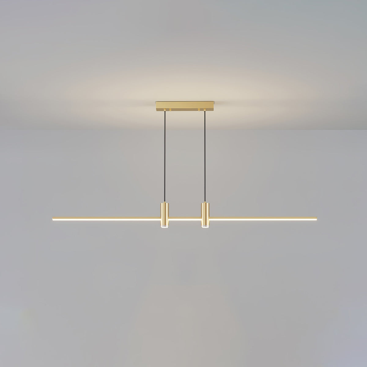 Candeeiro suspenso Auroaine dourado e minimalista para sala de jantar