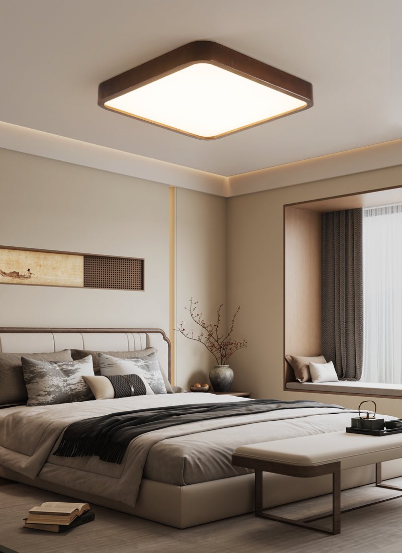 Rinirel Moderne minimalistisk rektangulær loftslampe i træ
