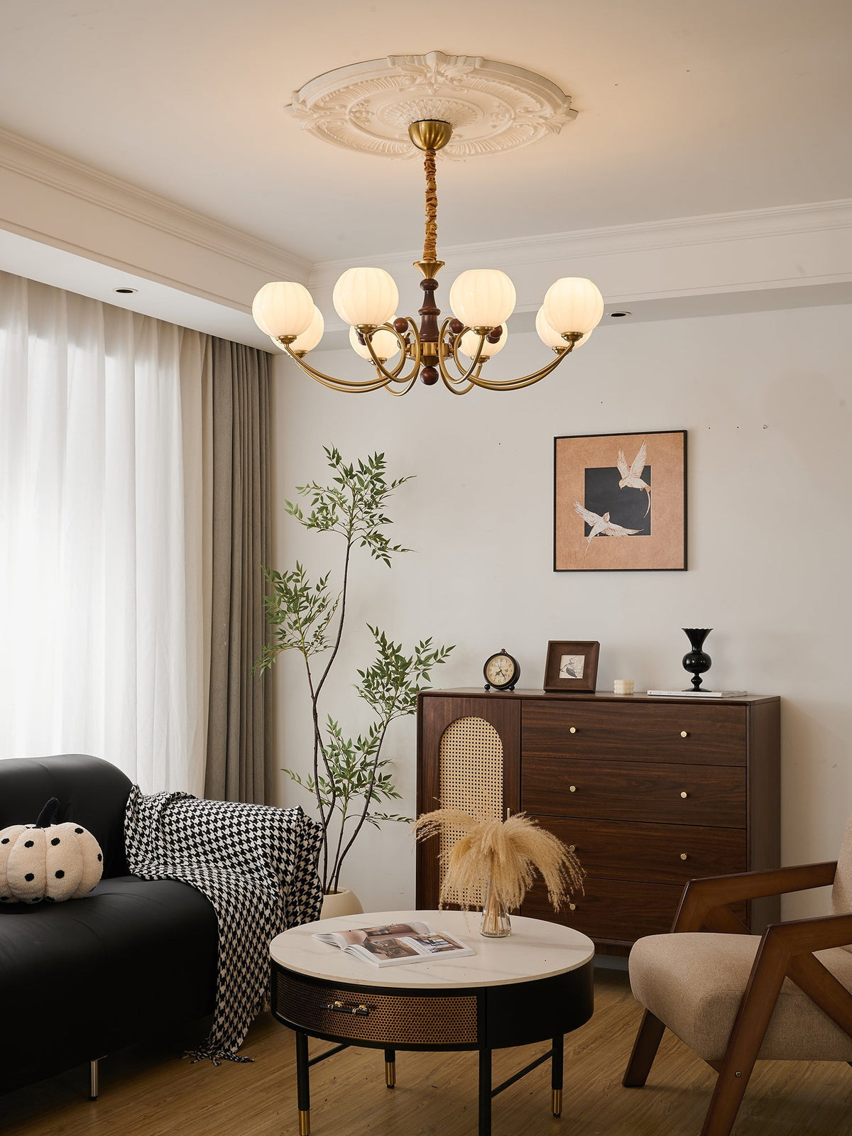 Omirara elegant traditionel vintage lysekrone i træ