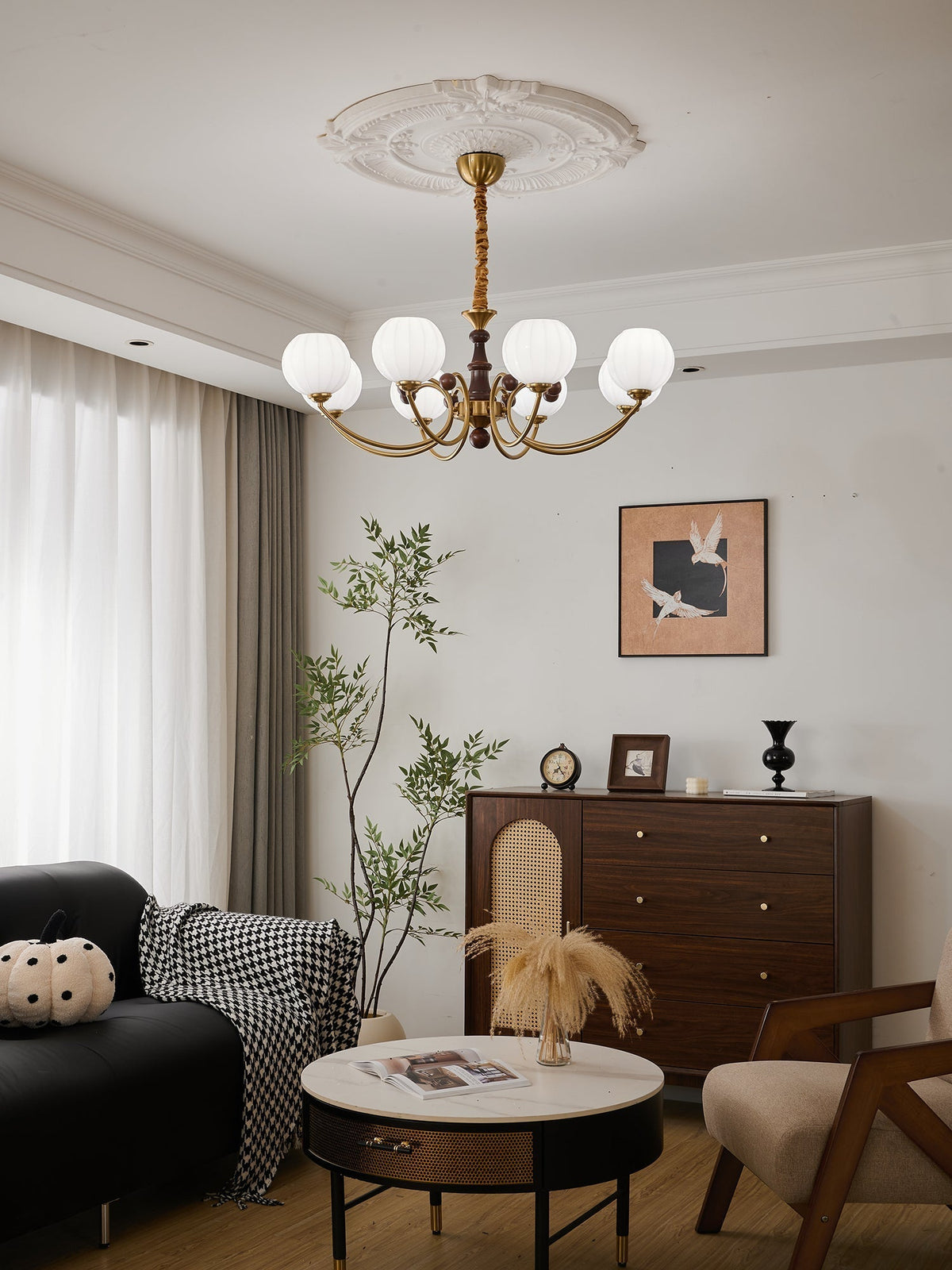 Omirara elegant traditionel vintage lysekrone i træ