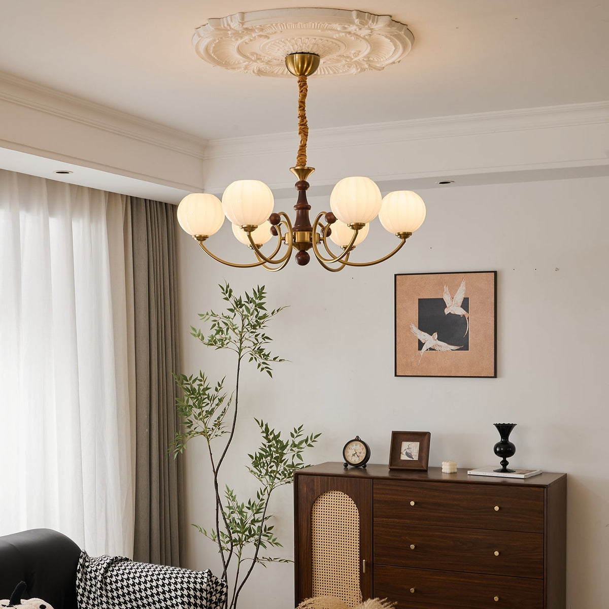 Omirara elegant traditionel vintage lysekrone i træ