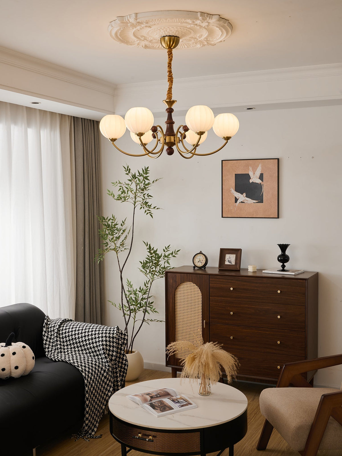 Omirara elegant traditionel vintage lysekrone i træ