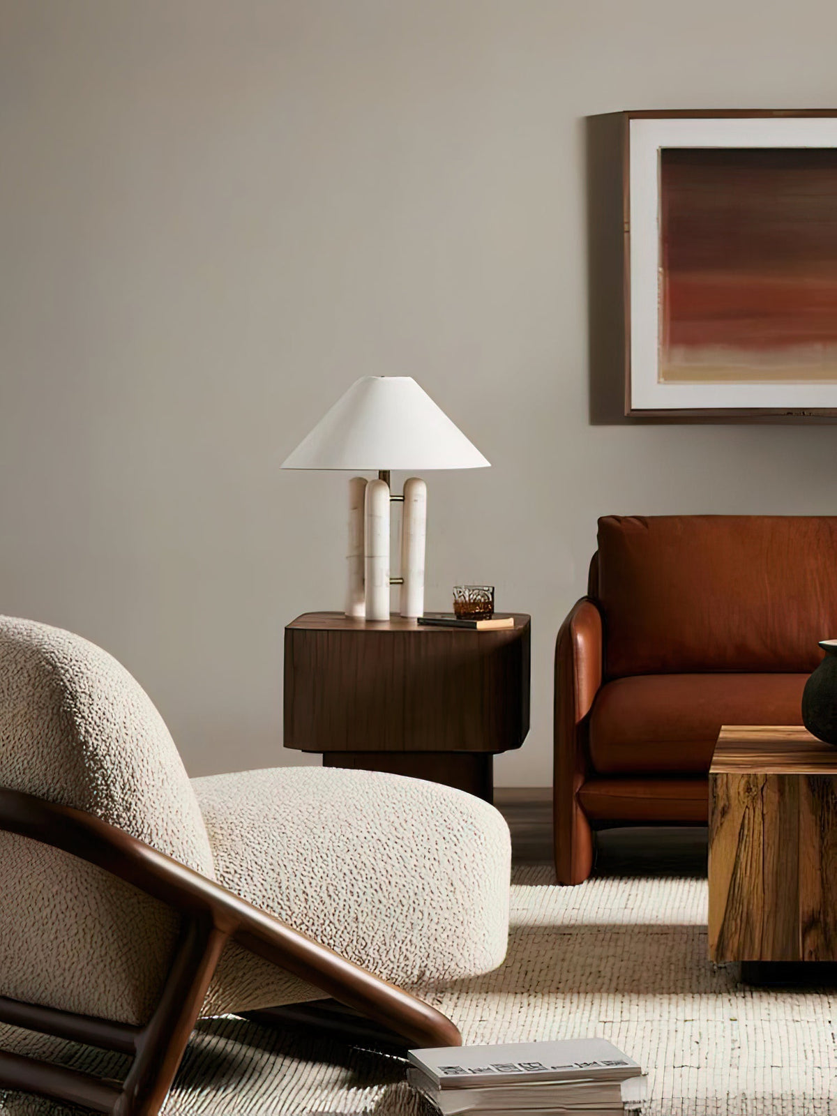 Trio moderne marmorbordlampe
