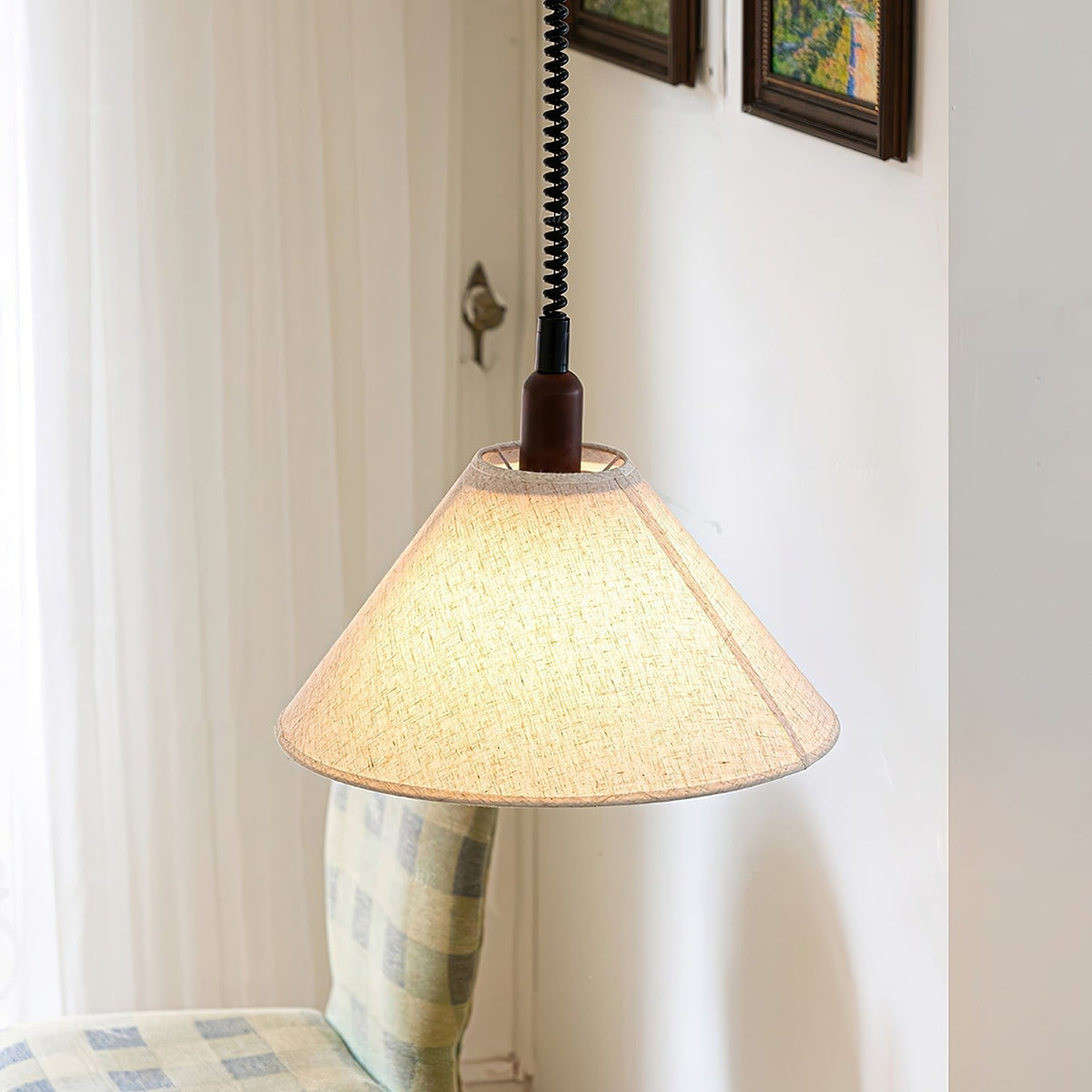 Candeeiro suspenso Alcaria Premium Nordic Art em tecido e madeira