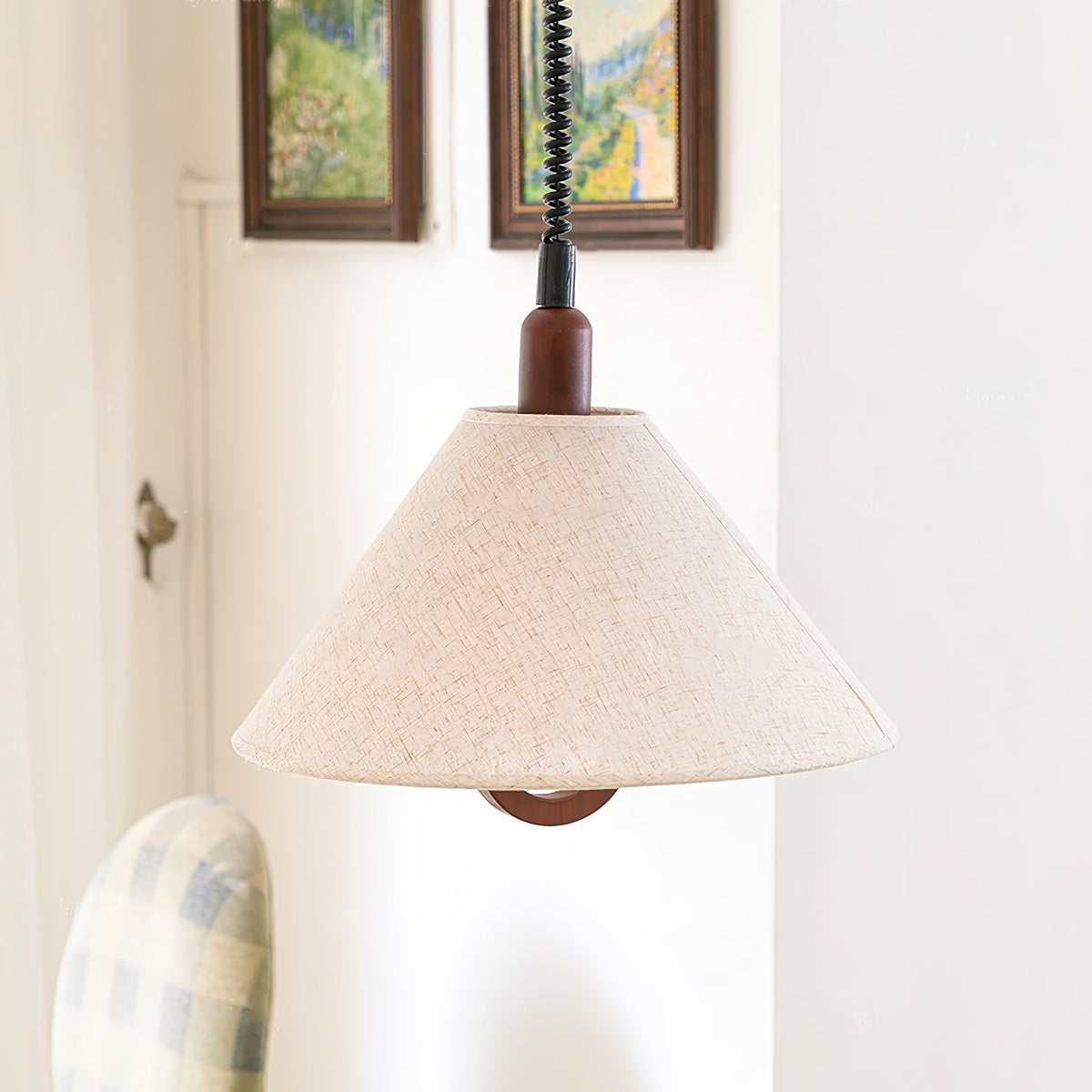 Candeeiro suspenso Alcaria Premium Nordic Art em tecido e madeira
