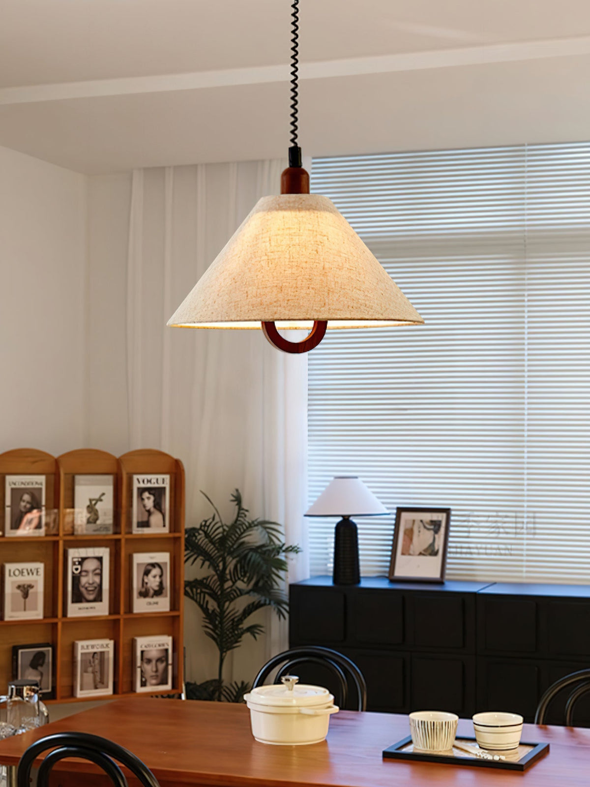 Candeeiro suspenso Alcaria Premium Nordic Art em tecido e madeira