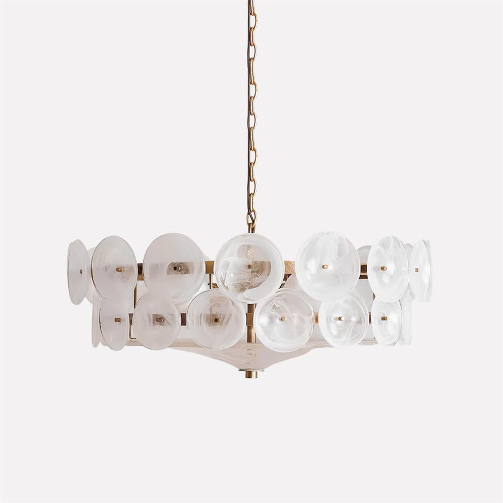 Selvora Chandelier Amber Glass Disc Elegant