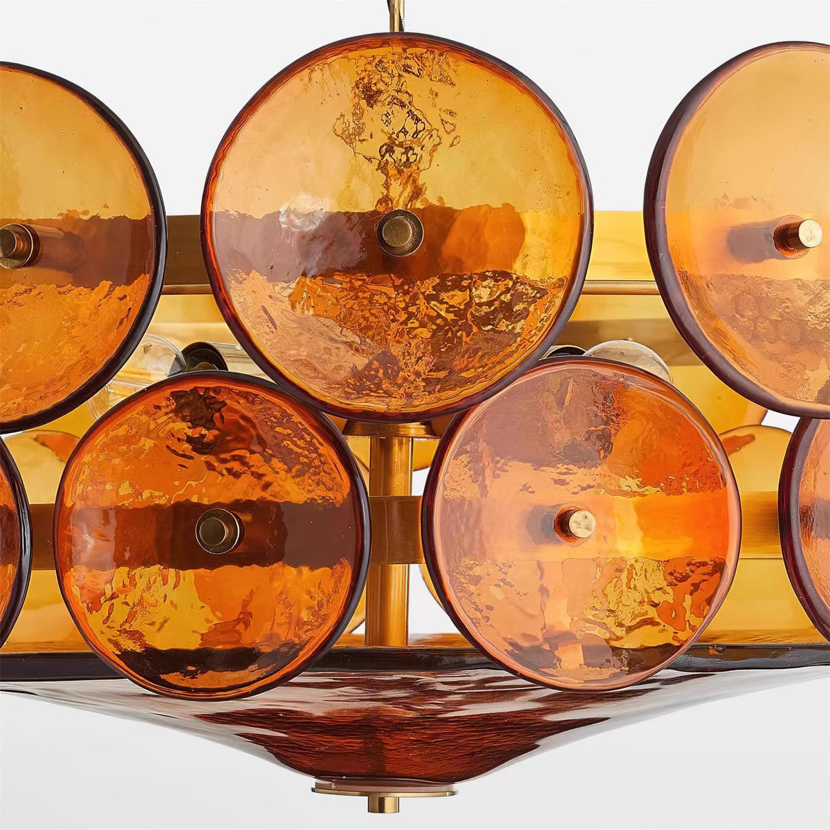 Selvora Chandelier Amber Glass Disc Elegant