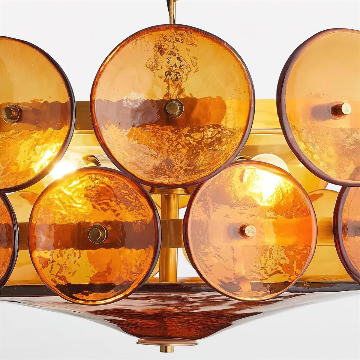 Selvora Chandelier Amber Glass Disc Elegant