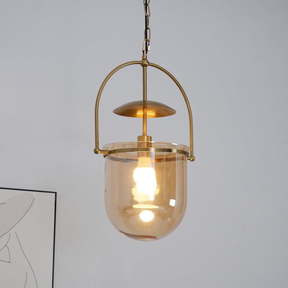 Velanaya pendellampa i glas och mässing, vintage för vardagsrum
