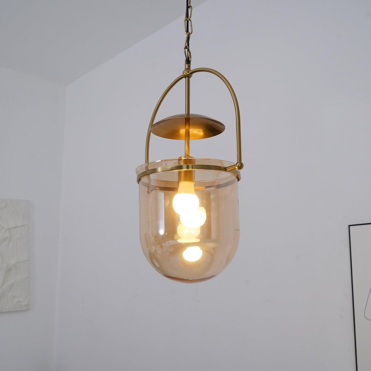 Velanaya pendellampa i glas och mässing, vintage för vardagsrum