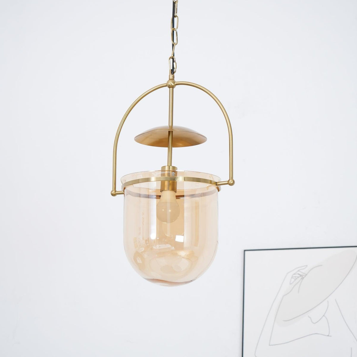 Velanaya pendellampa i glas och mässing, vintage för vardagsrum