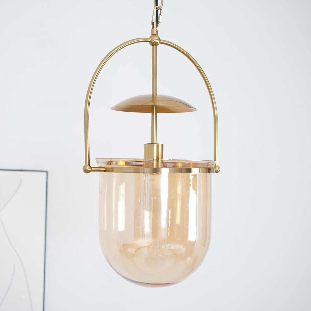 Velanaya pendellampa i glas och mässing, vintage för vardagsrum