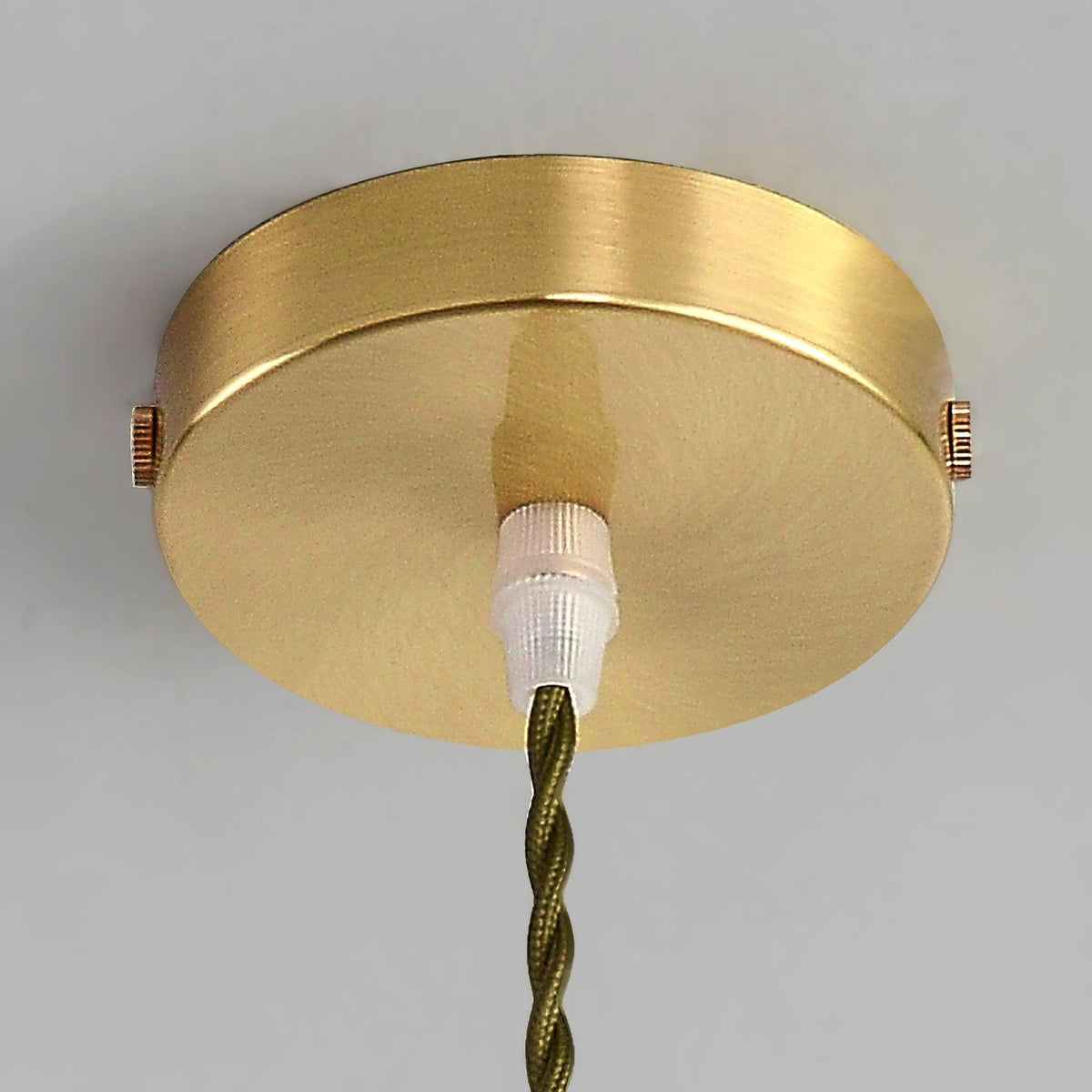Deveny pendellampe i messing med rillet glaslotus vintage